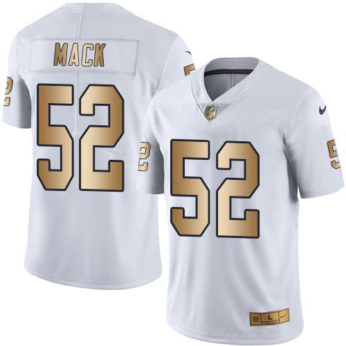 Nike Raiders #52 Khalil Mack White Men's Stitched NFL Limited Gold Rush Jersey - Click Image to Close